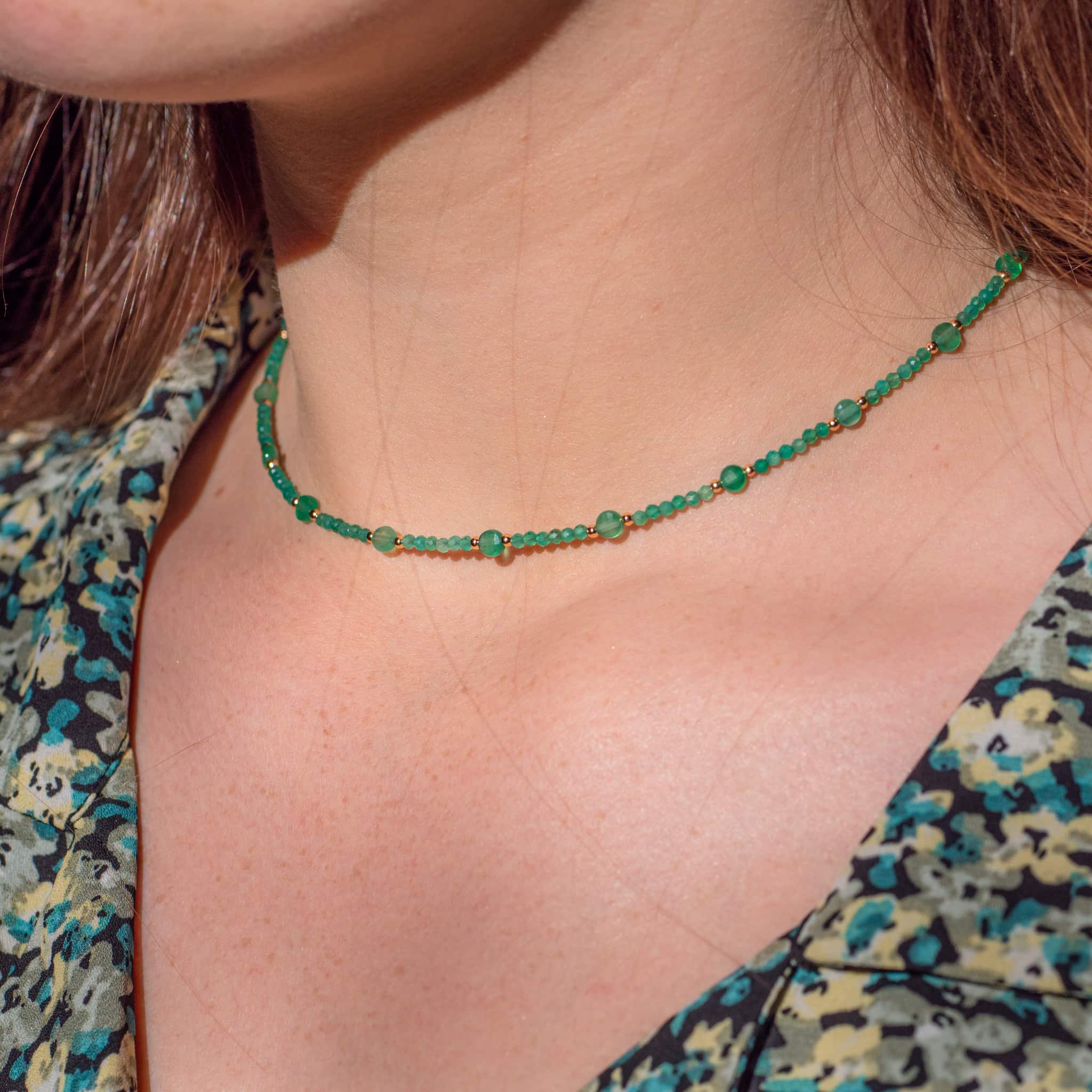 Collier Paloma en pierres Agate Verte - SLOYA